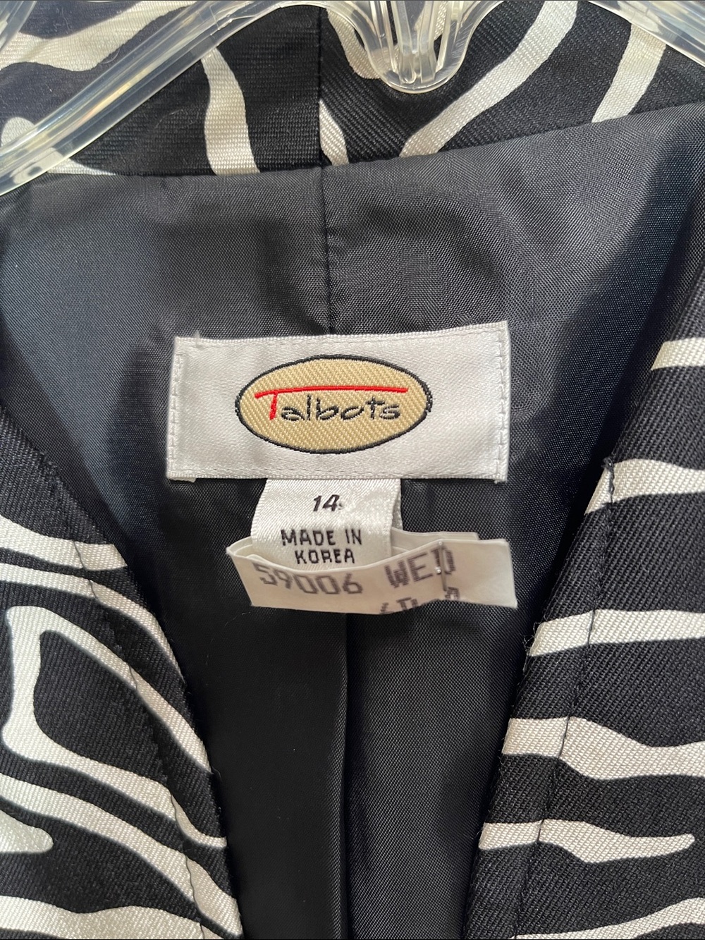 Talbots Silk Wool Zebra Zipper Front Blazer - Picture 2 of 12